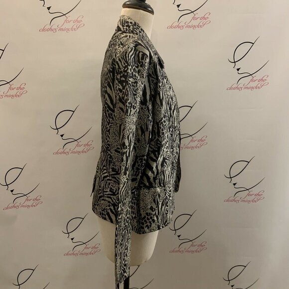 CHICO'S. Size 2 (M). Open Front Cardigan. Silk Metallic Gold and Black. B24 - Picture 3 of 5
